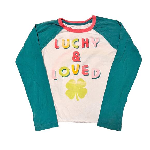 Peek Lucky Shamrock Raglan Tee Size 4/5 - Picture 1 of 4